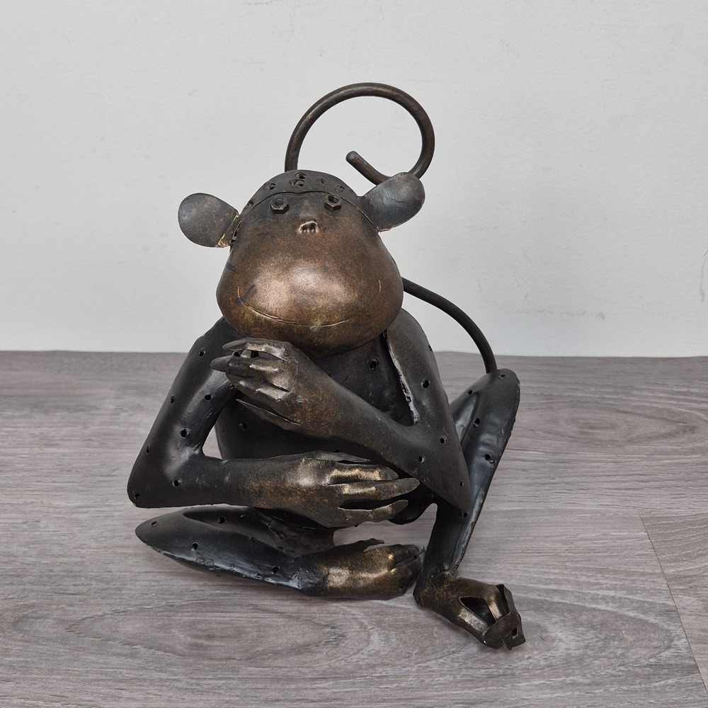 Metal Monkey Candle Holder Whimsical Welded Tealight Votive Incense Burner
